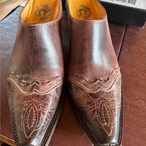 Lucchese Charlie Horse preowned women western leather mules with snip toe 9.5